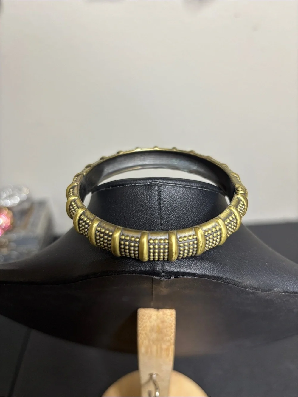 Vintage Cookie Lee Gold-Tone Textured Dome Bangle Clamper Bracelet Jewelry